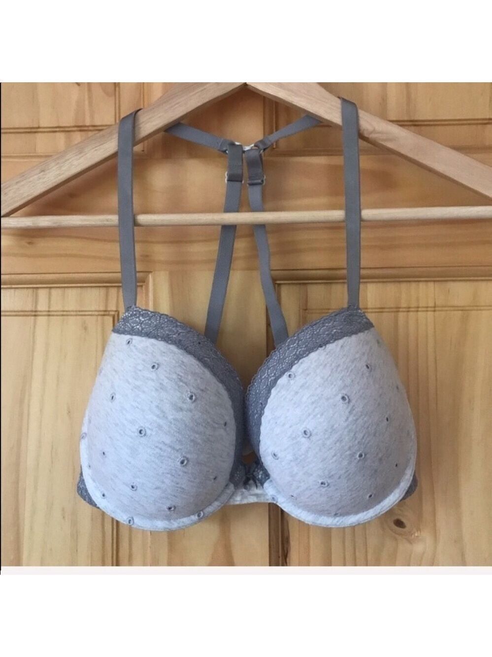 aerie embroidered polka dot convertible cotton lace trim 36C bra
